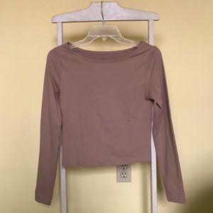 A&F - BEIGE/TAUPE Seamless Fabric Boatneck Top